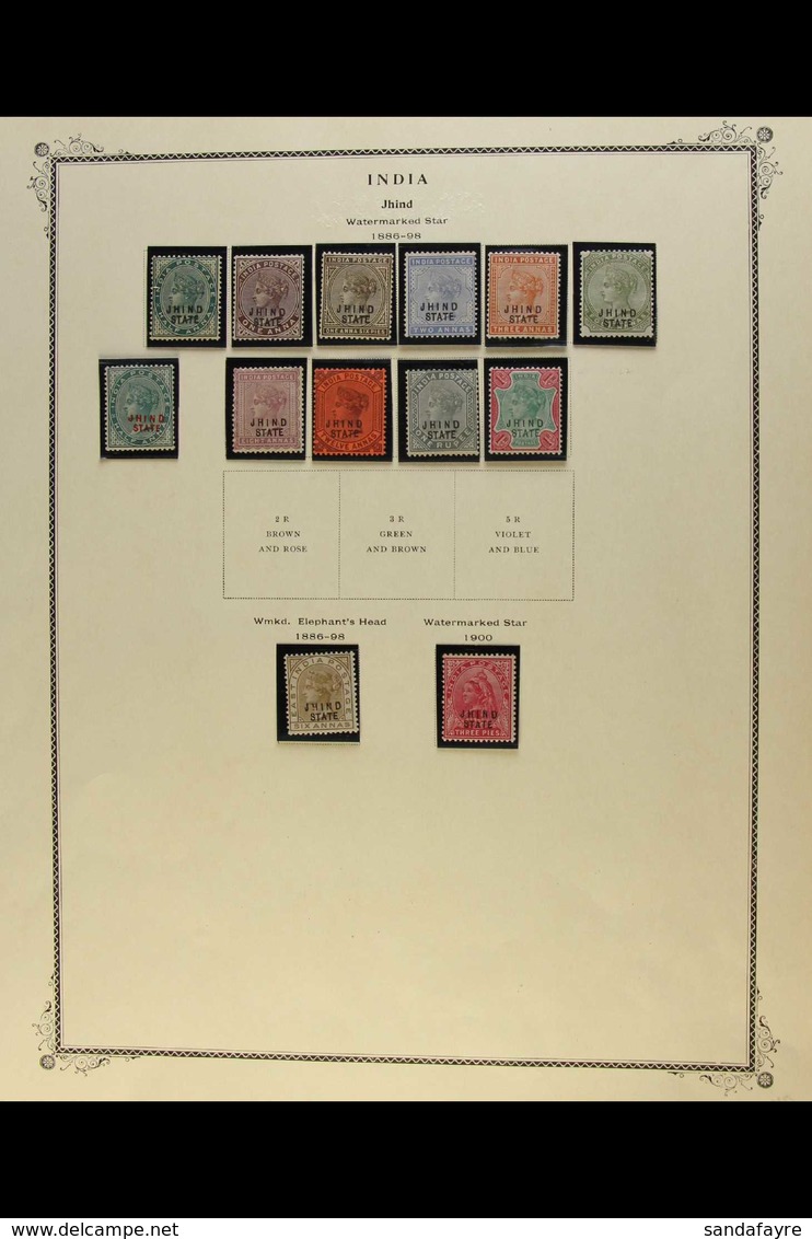 JIND QV To KGV FINE MINT Collection On Printed Leaves. With 1886 Red Overprint ½a; 1886-89 Black Overprint Set To Both 1 - Other & Unclassified
