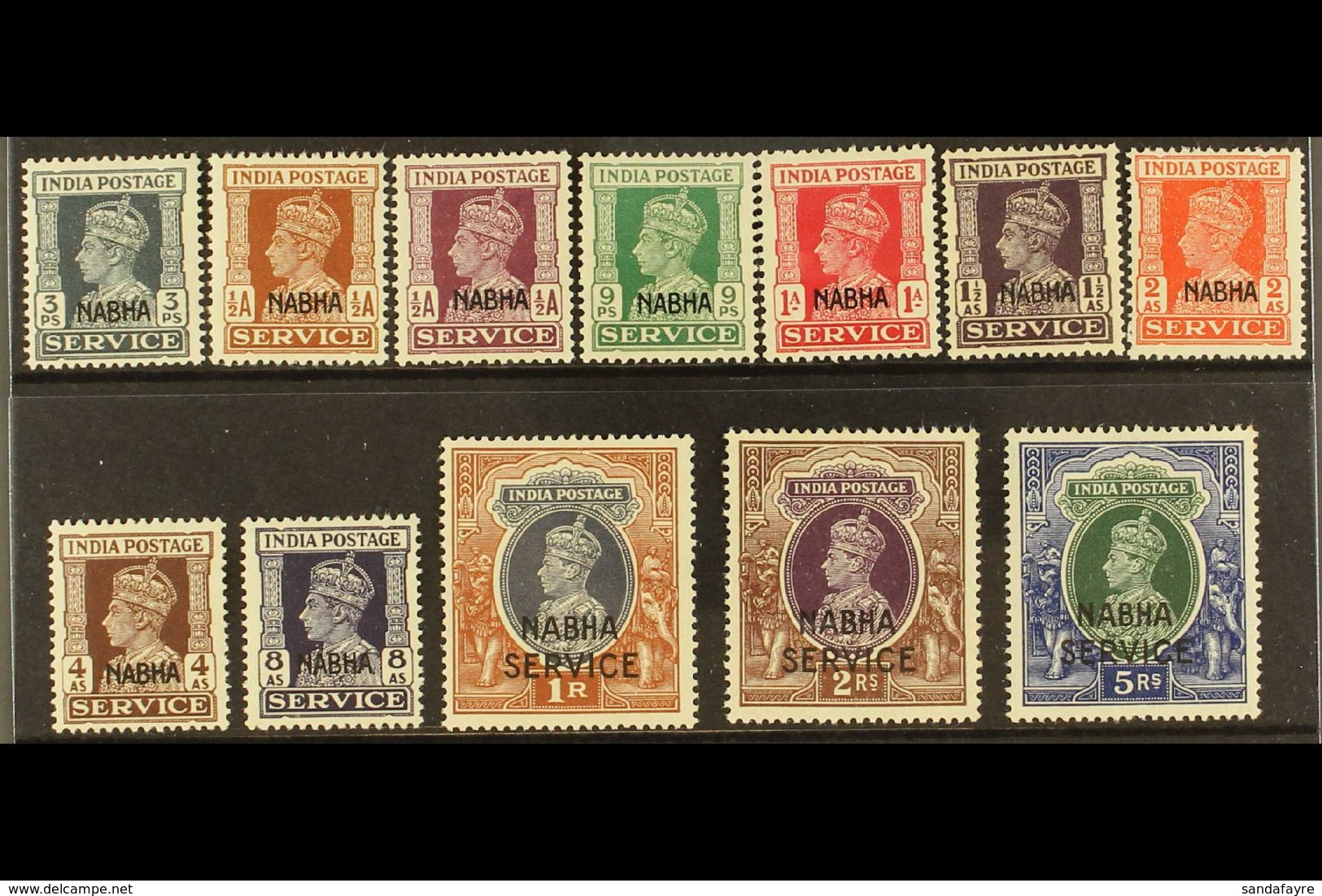 NABHA OFFICIALS. 1940-43 Opt'd KGVI Set, SG O55/O68, Fine Mint (12 Stamps) For More Images, Please Visit Http://www.sand - Sonstige & Ohne Zuordnung