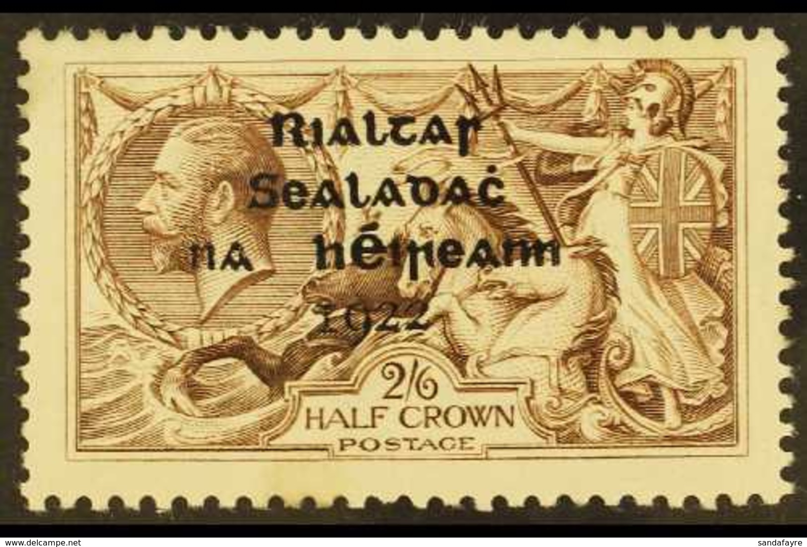 1922 2s6d Sepia- Brown Seahorse Opt'd In Bolder, Shiny Blue- Black, SG 44, Mint Lightly Hinged With A Feint Mark At Base - Sonstige & Ohne Zuordnung