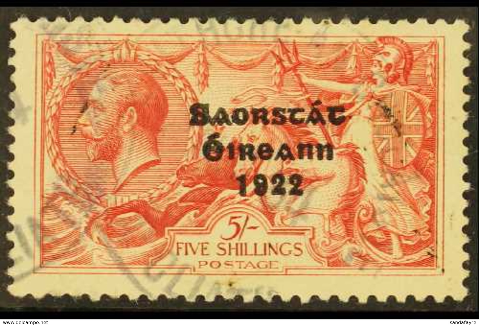 1922-23 5s Rose-carmine Seahorse, SG 65, Showing Broken Visor Line (Hib. T60h), Fine Cds Used.  For More Images, Please  - Sonstige & Ohne Zuordnung