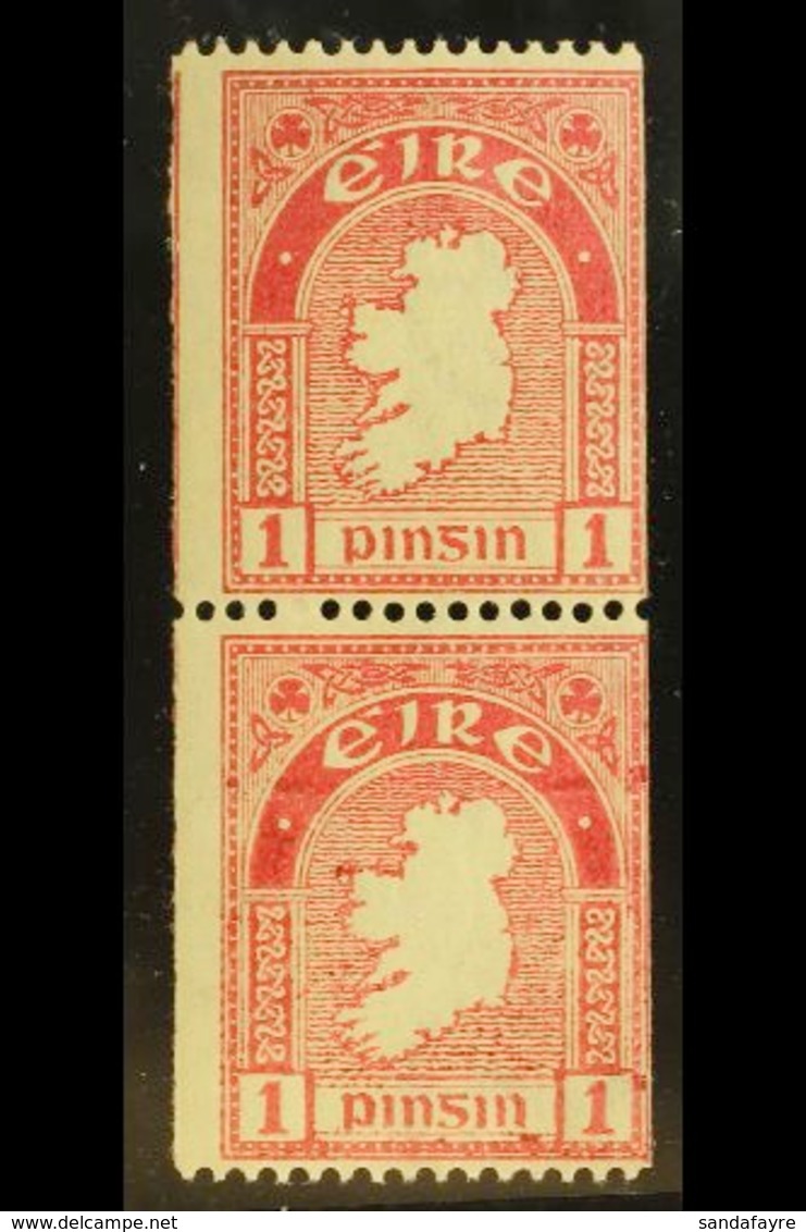 1922-34 1d Carmine, Perf.15 X Imperf, Vertical Pair, SG 72c, Hiberian D2cii, Never Hinged Mint. For More Images, Please  - Sonstige & Ohne Zuordnung