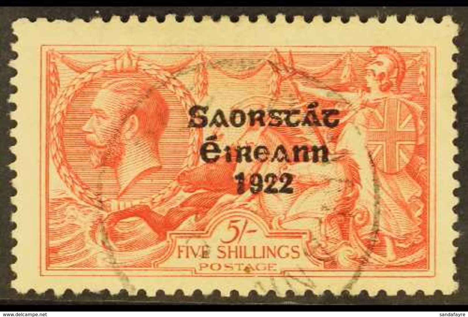 1925-28 5s Rose-carmine Seahorse, Narrow Date, SG 84, Fine Central Cds Used.  For More Images, Please Visit Http://www.s - Sonstige & Ohne Zuordnung