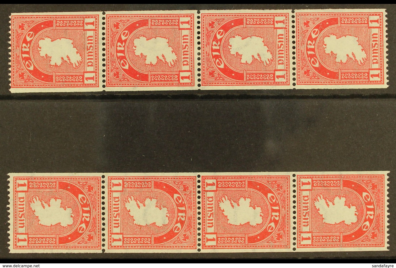 1946 COIL STAMPS 1d Carmine Perf 15 X Imperf, Fine Mint Strips Of Four With Upright And Inverted Watermarks, SG 112c/cw, - Sonstige & Ohne Zuordnung