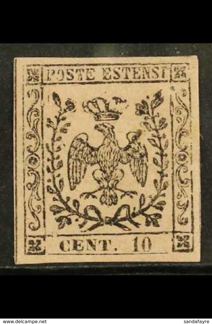 MODENA 1852 10c Black On Rose, Without Stop, Sassone 2, Very Fine Mint With 4 Good Margins. Cat €1200 (£1020) For More I - Ohne Zuordnung