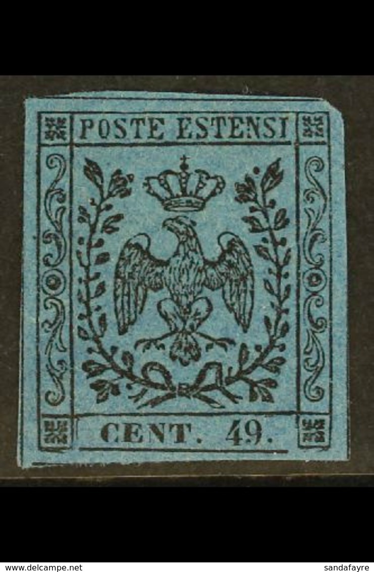 MODENA 1852 40c On Deep Blue With Stop After Value, Variety "49 For 40", Sass 10a, Very Fine Mint With Margins All Round - Non Classificati