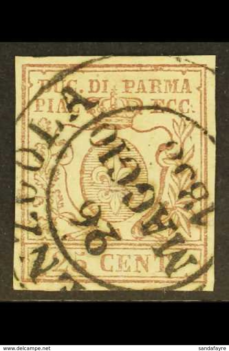 PARMA 1857 25c Brown, Sass 10, Superb Used With Neat Even Margins And Superb Central Strike Of Large 2 Ring Fiorenzuola  - Ohne Zuordnung