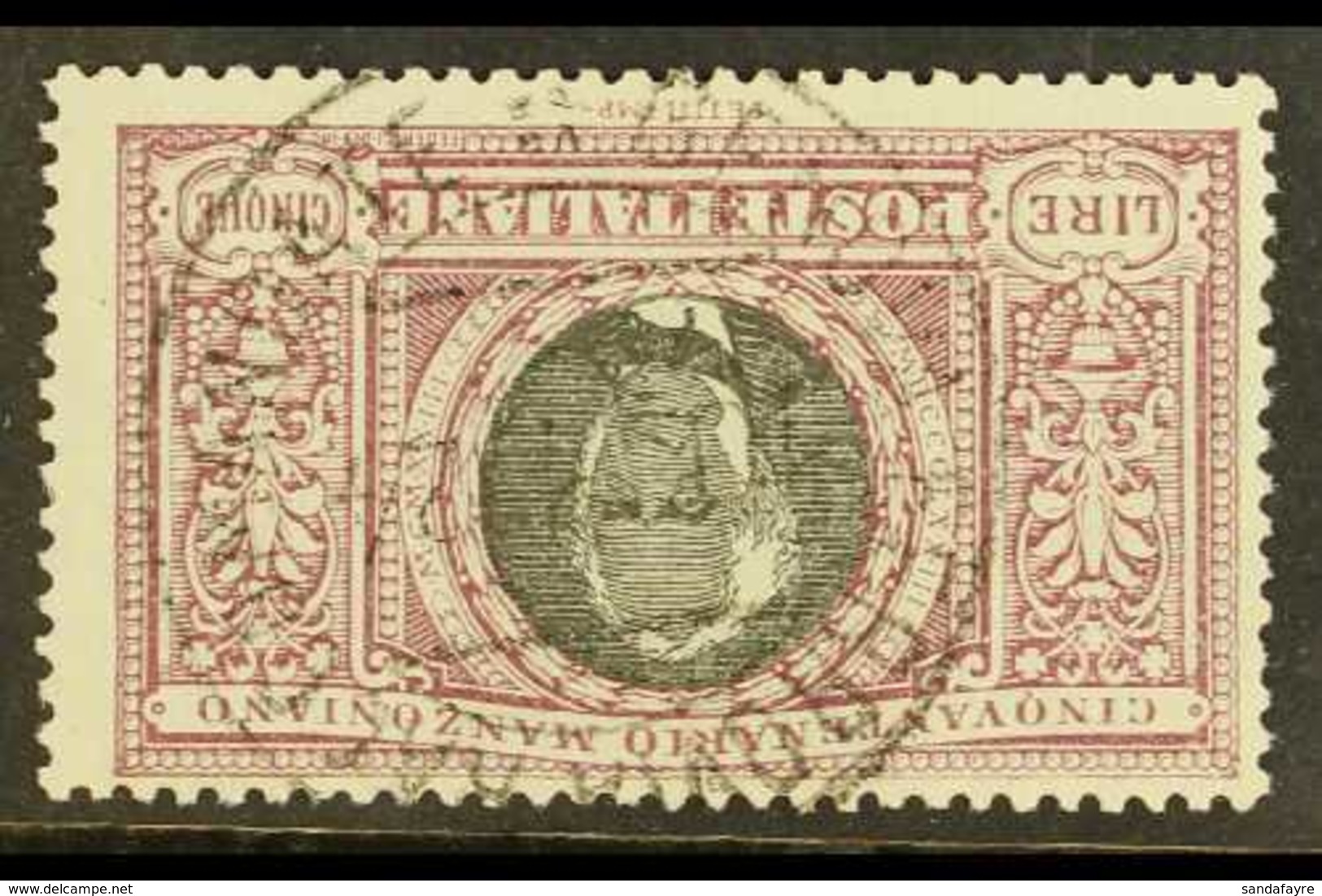 1923 MANZONI VARIETY 5Lire Violet And Black, VARIETY "INVERTED WATERMARK",  CEI 151A Cat €4000 (£3000) Superb Used, With - Ohne Zuordnung