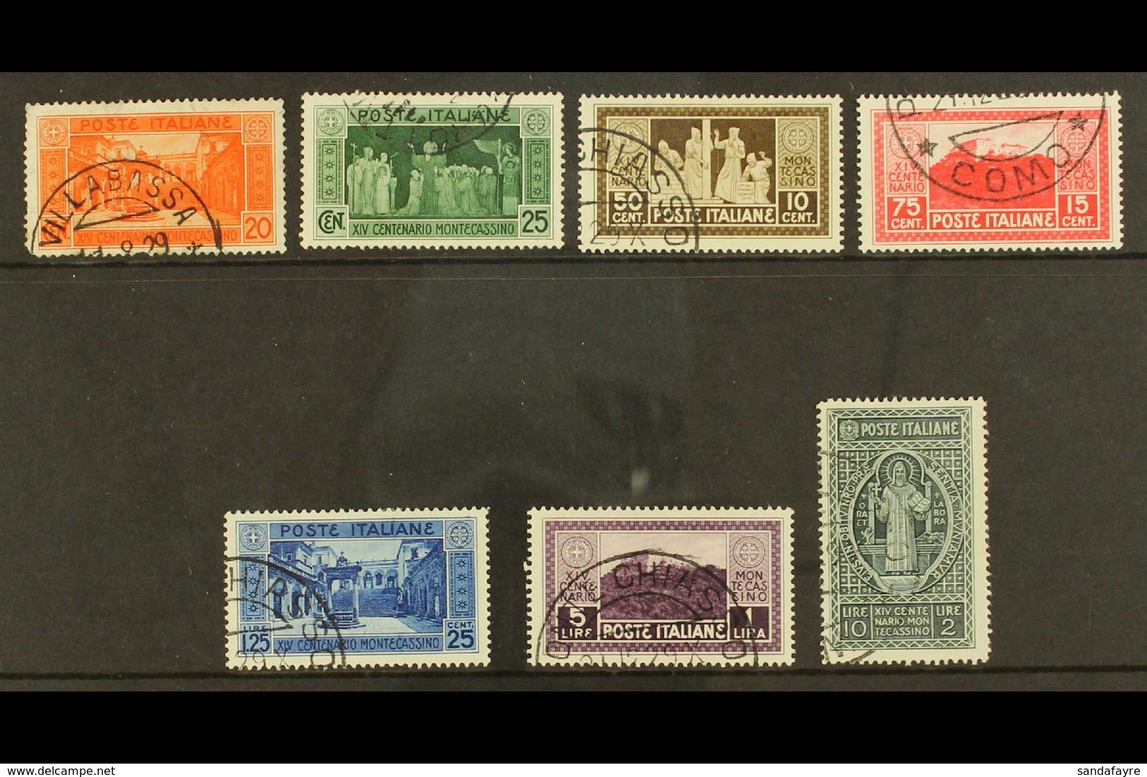1929 Montecassino Abbey Set Complete, Sass S52, Very Fine And Fresh Mint. Cat €750 (£630) (7 Stamps) For More Images, Pl - Ohne Zuordnung