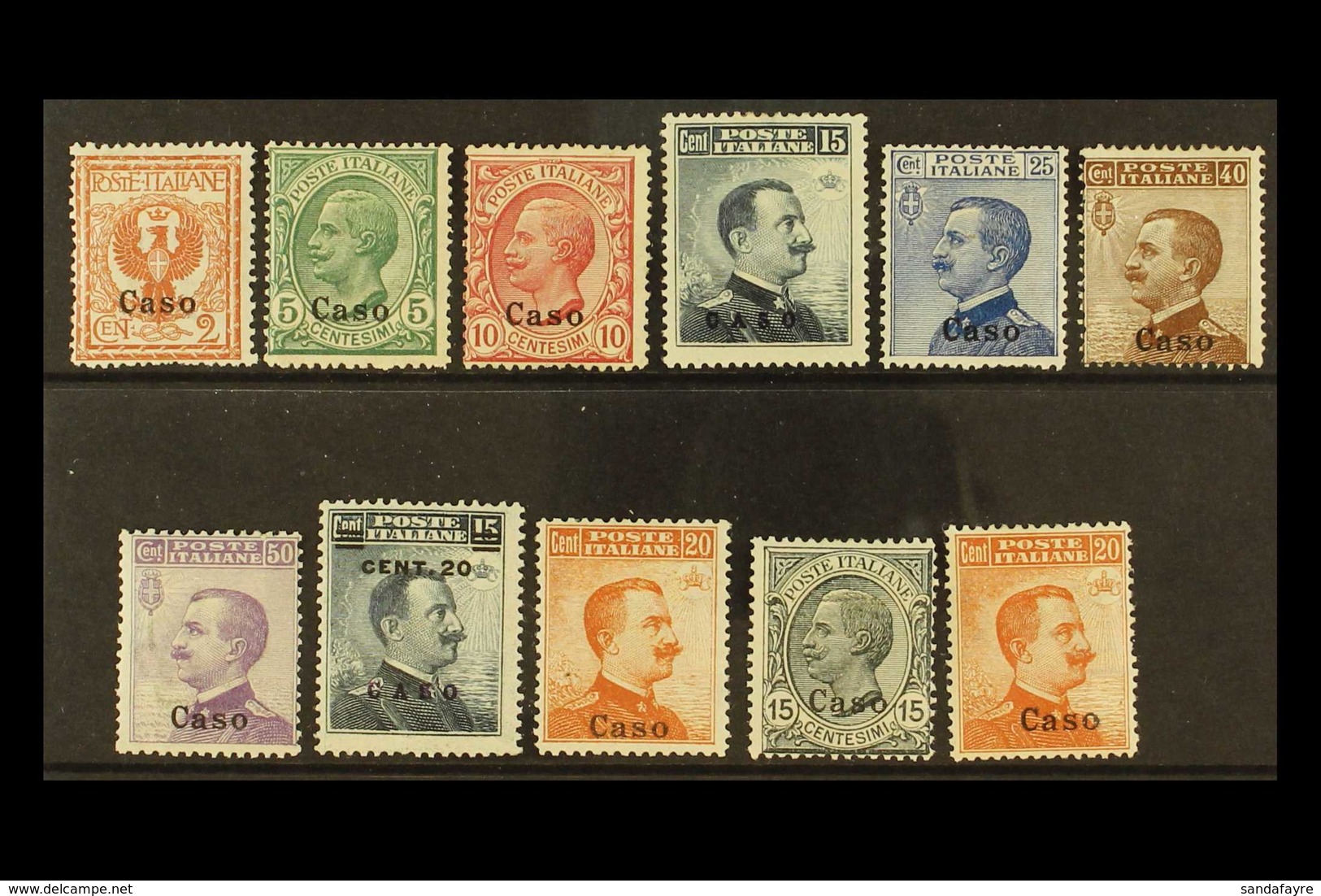 AEGEAN IS - CASO 1912 - 1922 Country Complete, Sass 1/11, Very Fine Mint. (11 Stamps)  For More Images, Please Visit Htt - Other & Unclassified