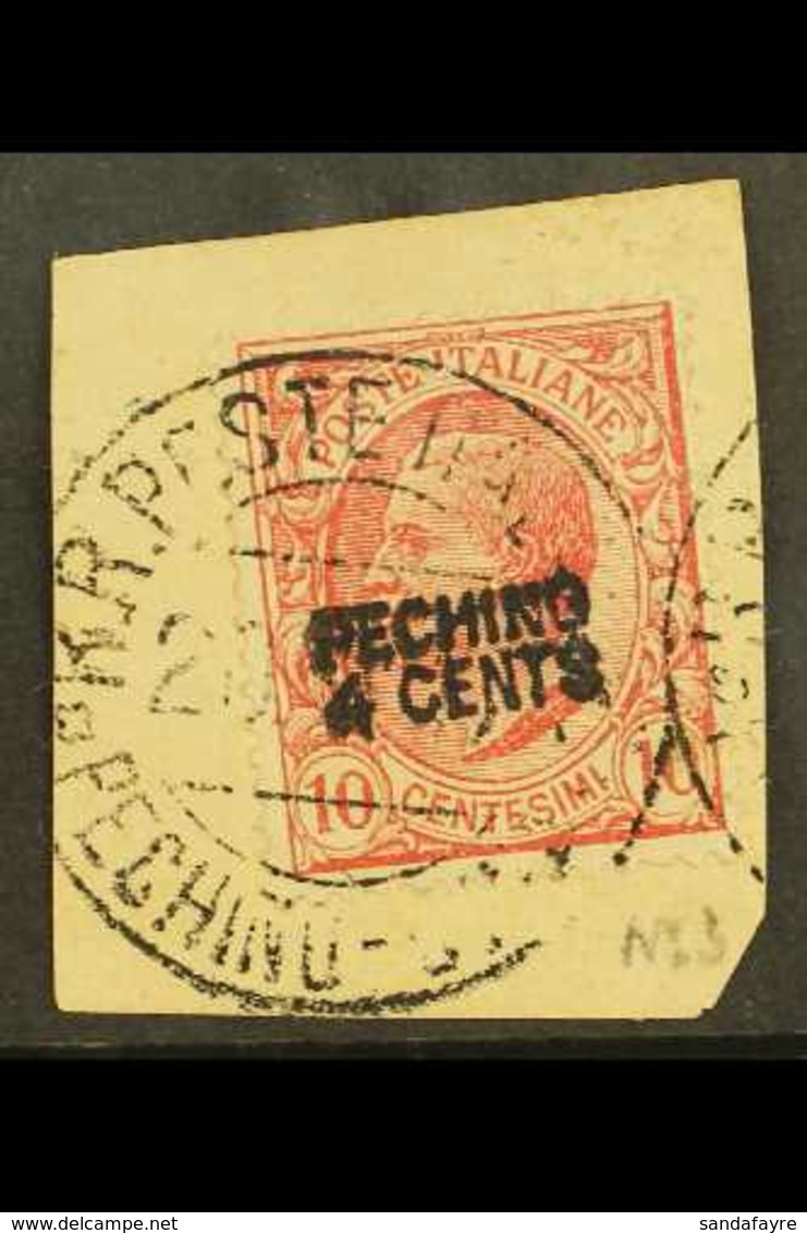 OFFICES IN CHINA - PEKING 1917 4c On 10c Rose, Sass 2, Very Fine Used On Piece With Full Cds Cancel. For More Images, Pl - Sonstige & Ohne Zuordnung