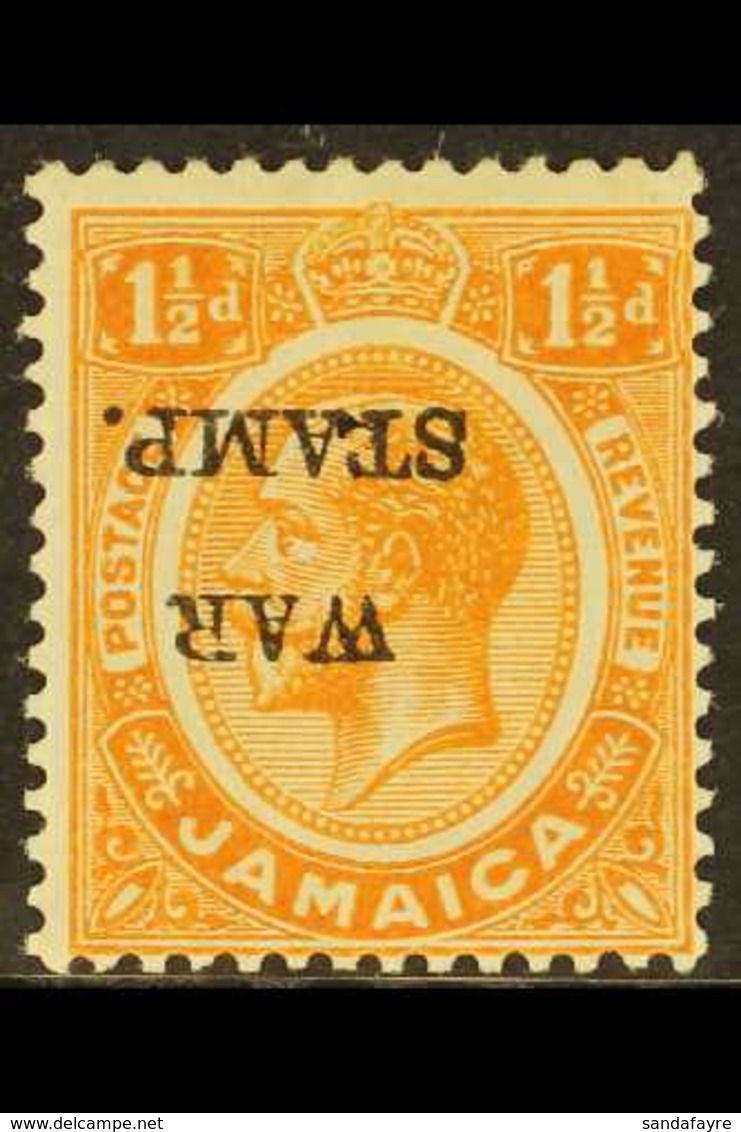 1917 (MAR) 1½d Orange War Stamp With "OVERPRINT INVERTED" Variety, SG 74, Fine Mint, Ex Napier Collection. For More Imag - Jamaica (...-1961)