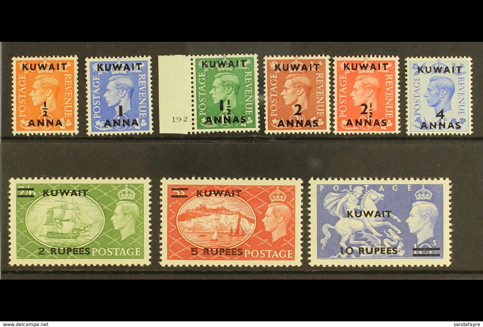 1950-55 KGVI Surcharged Set, SG 84/92, Very Fine Mint (9 Stamps) For More Images, Please Visit Http://www.sandafayre.com - Kuwait