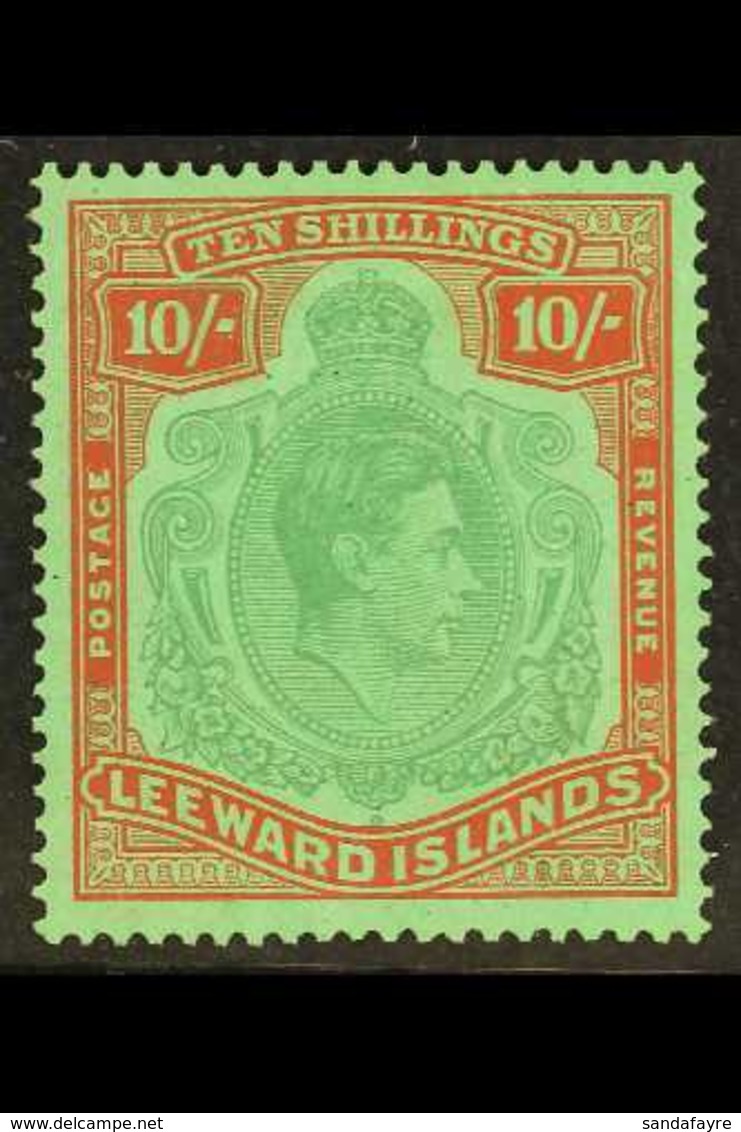 1938-51 10s Pale Green & Dull Red Green - Ordinary Paper, SG 113a, Fine Mint With Distinguishing Brownish Gum. Cat £800. - Leeward  Islands