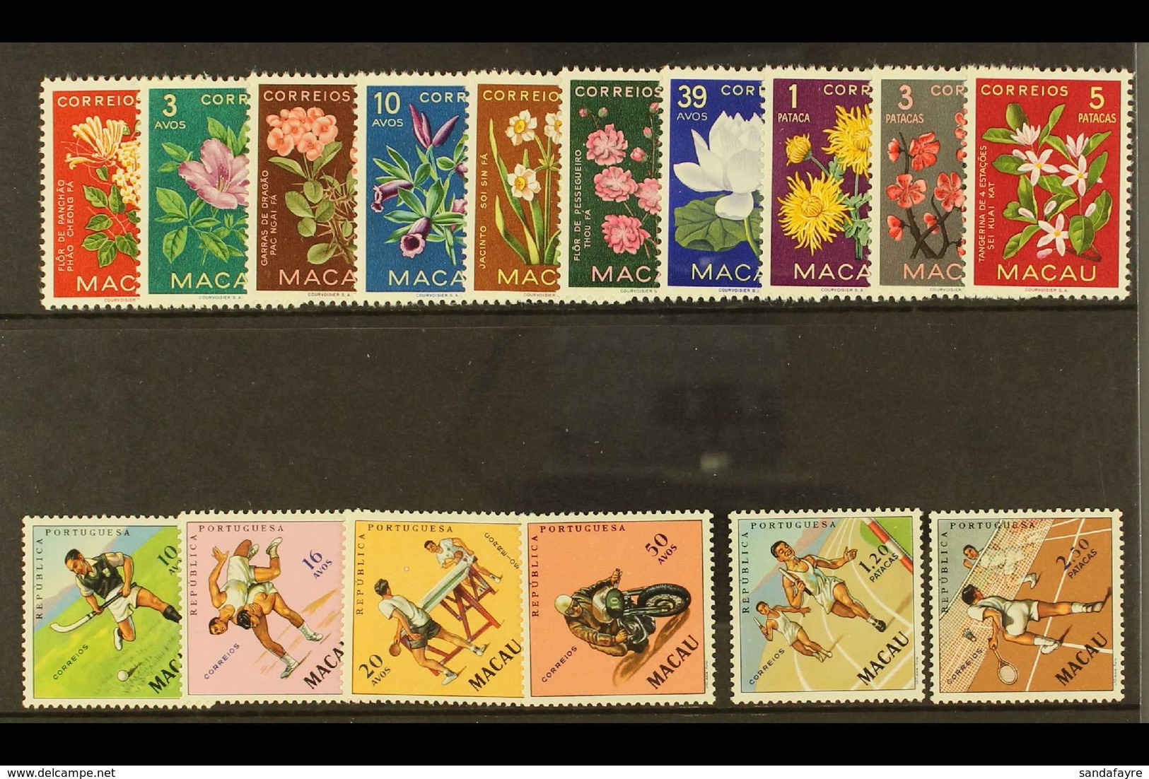 1953-62 PAIR OF NHM SETS On A Stock Card That Inc 1953 Indigenous Flowers (SG458/67) & 1962 Sports Set (SG 486/91). Love - Sonstige & Ohne Zuordnung
