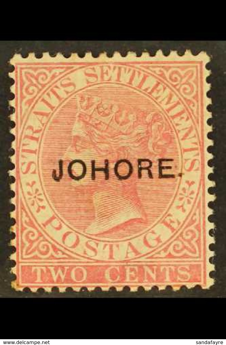 JOHORE 1884 2c Pale Rose Overprinted "Johore", Type 6, SG 6, Very Fine And Fresh Mint, Large Part Og. Scarce Stamp. For  - Sonstige & Ohne Zuordnung