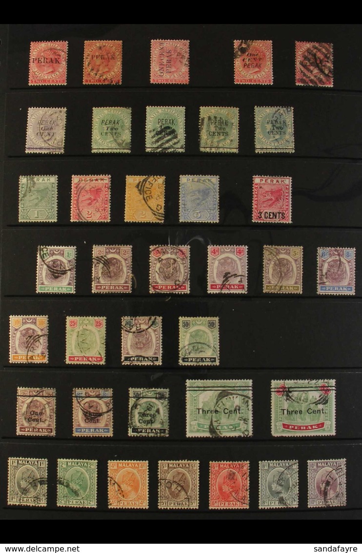 PERAK 1884-1961 ALL DIFFERENT USED Collection. Note 1887 (vertical Surcharge) 1c On 2c; 1891 1c On 6c And 2c On 24c (4 D - Sonstige & Ohne Zuordnung