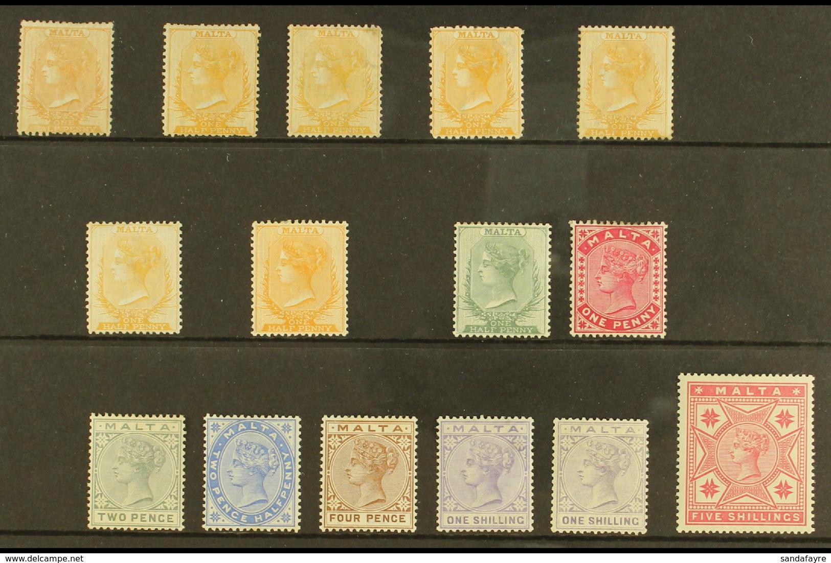 1863-1890 MINT COLLECTION A Most Useful Selection On A Stock Card. Includes 1863 No Watermark ½d Buff (SG 3, Unused), 18 - Malta (...-1964)