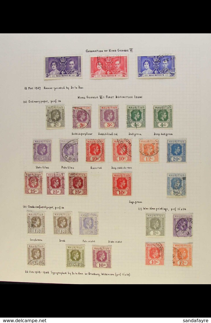 1937-1988 FINE USED COLLECTION An Attractive Fine Used Collection Presented On Neatly Written Up Album Pages. Includes T - Mauritius (...-1967)