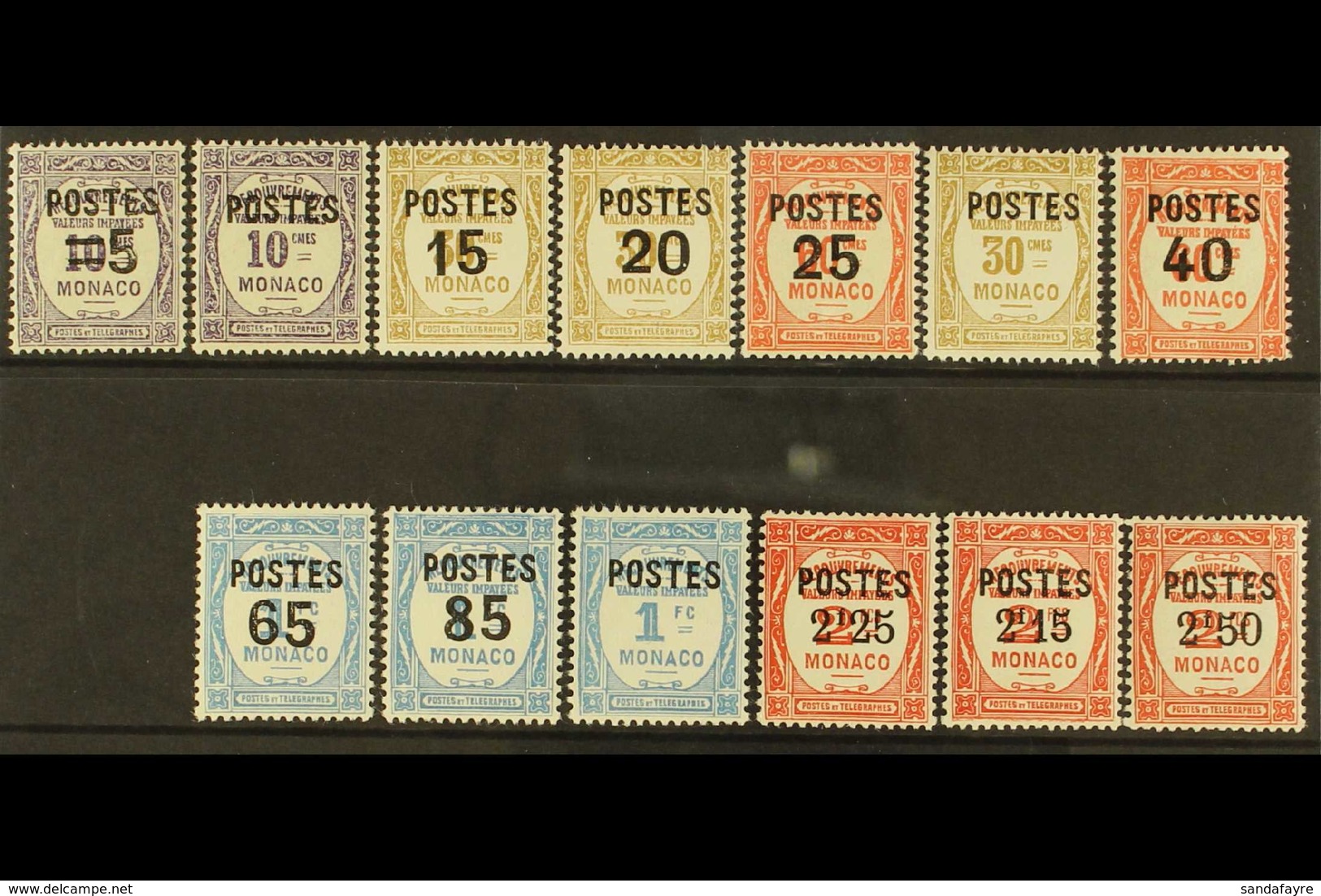 1937 Postage Dues Set Overprinted / Surcharged (excl. 50c On 60c), Yvert 140/6, 148/53, Never Hinged Mint (13 Stamps). F - Sonstige & Ohne Zuordnung