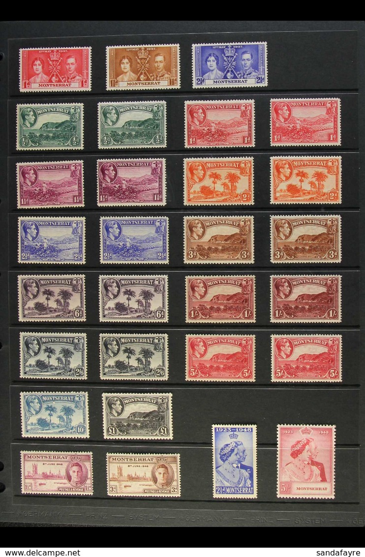 KGVI PERIOD COMPLETE VERY FINE MINT 1937-1951 Complete Basic Run, SG 98/135, Including All Of The 1938-48 Definitive Per - Montserrat