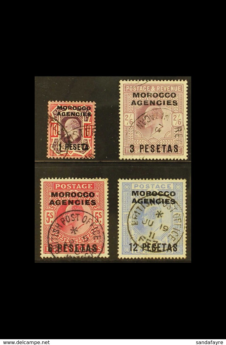 BRITISH CURRENCY 1907 1p On 10d To 12p On 10s High Values, SG 120 - 3, Fine Used, Mazagan And Fez Cds Cancels. (4) For M - Sonstige & Ohne Zuordnung