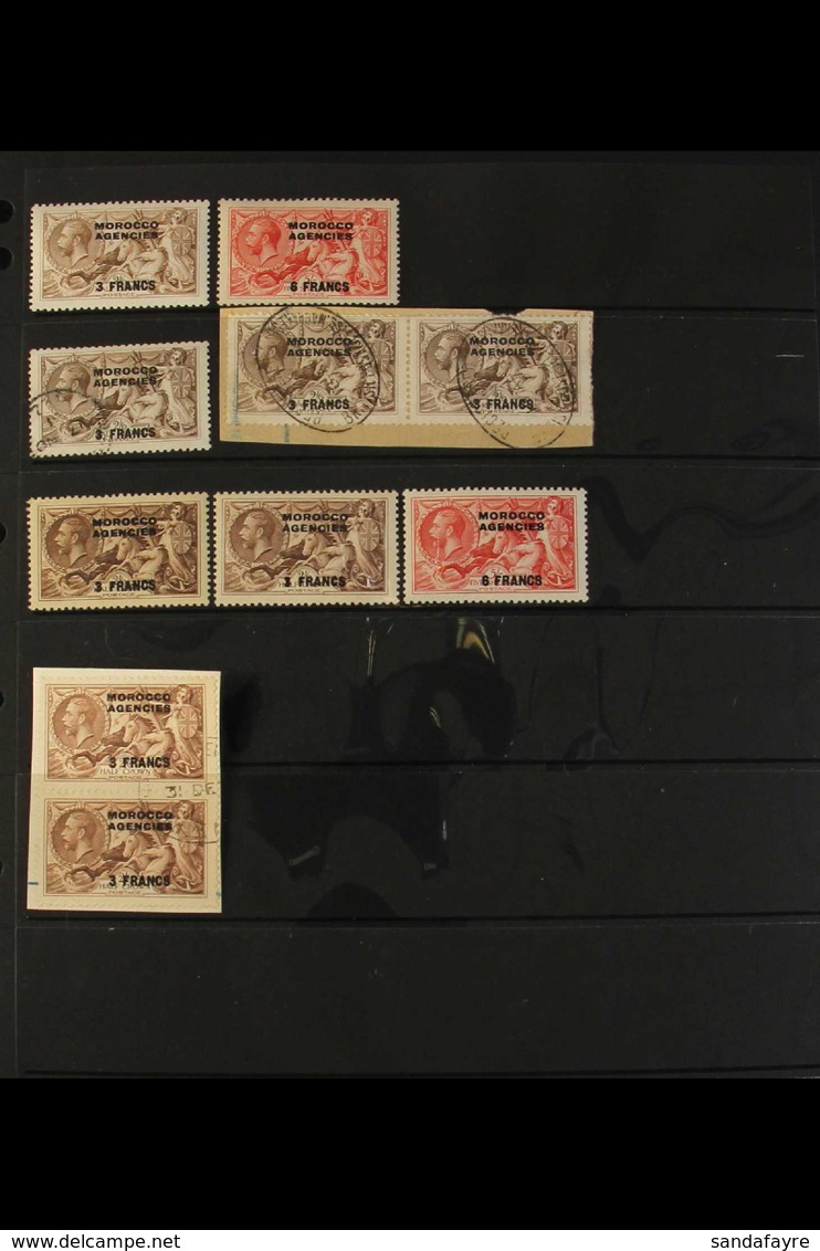 FRENCH CURRENCY Seahorses Range With 1924-32 3f And 6f Fine Mint, 3f Chocolate Brown And Pair Of 3f Reddish Brown Fine U - Sonstige & Ohne Zuordnung