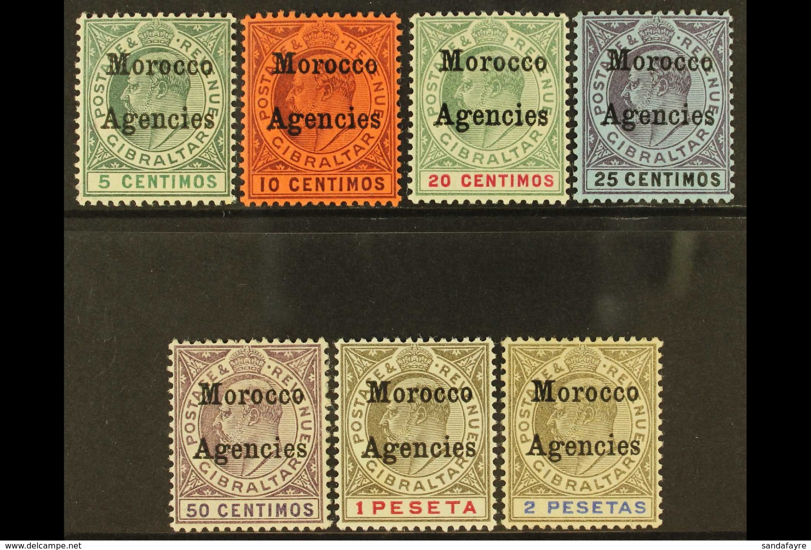 GIBRALTAR ISSUES OVERPRINTED: 1903-05 Complete Set, SG 17/23, Fine Mint. (7) For More Images, Please Visit Http://www.sa - Sonstige & Ohne Zuordnung