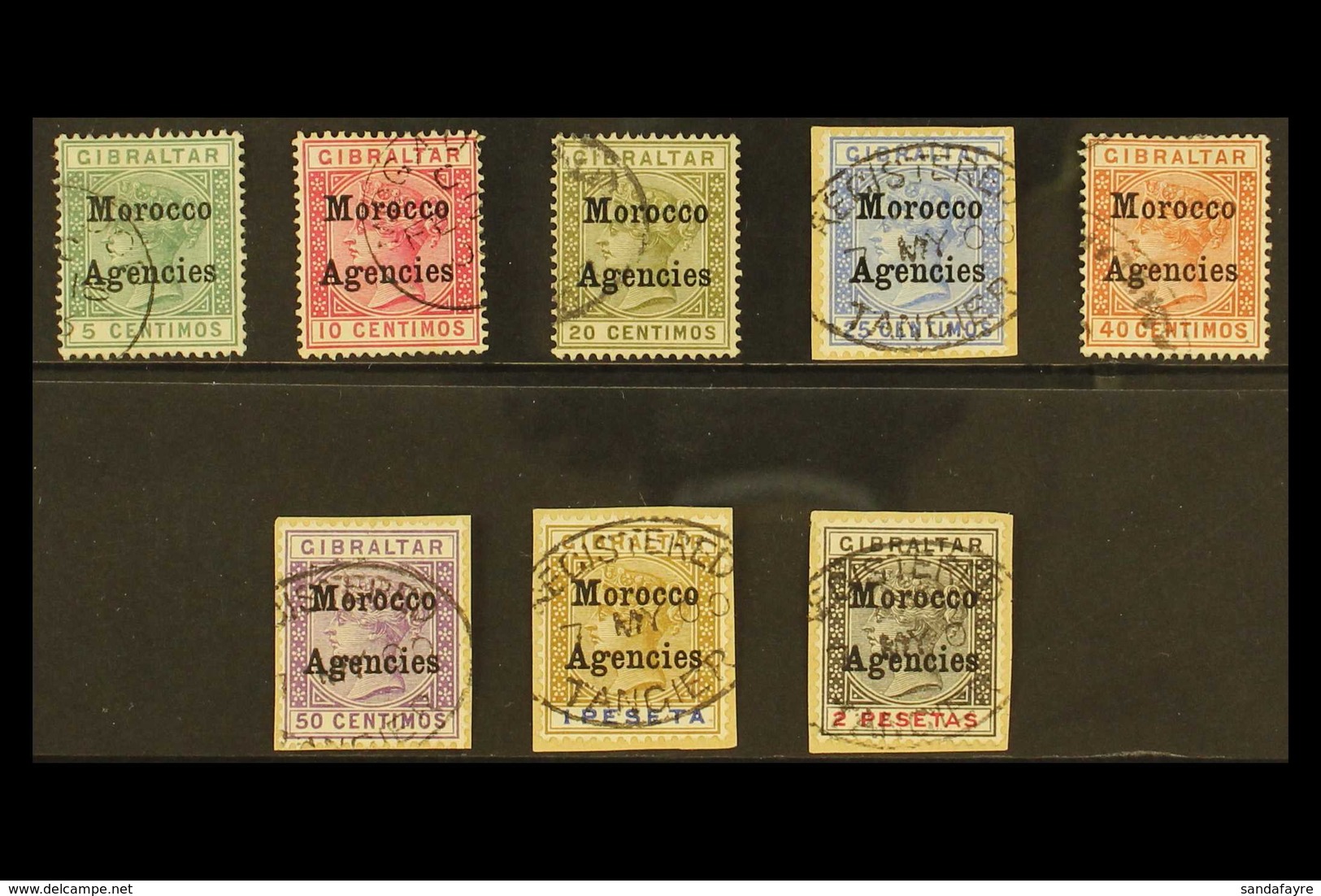 GIBRALTAR ISSUES OVERPRINTED 1899 Overprint Set Complete, SG 9/16, Very Fine Used. (8 Stamps) For More Images, Please Vi - Sonstige & Ohne Zuordnung