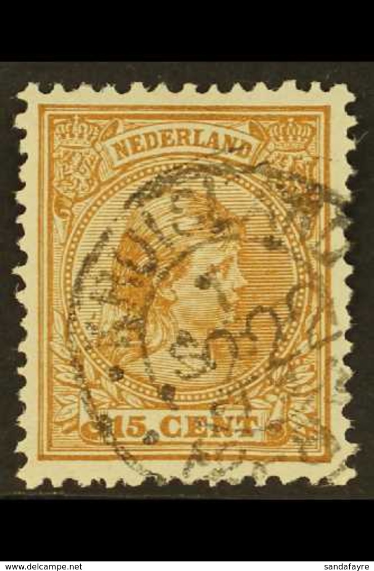 1891-94 15c Yellow-brown (SG 152a, NVPH 39), Fine Used With Scarce "222" (TERSCHELLING) Numeral Cancel, Plus "Kruisland" - Andere & Zonder Classificatie
