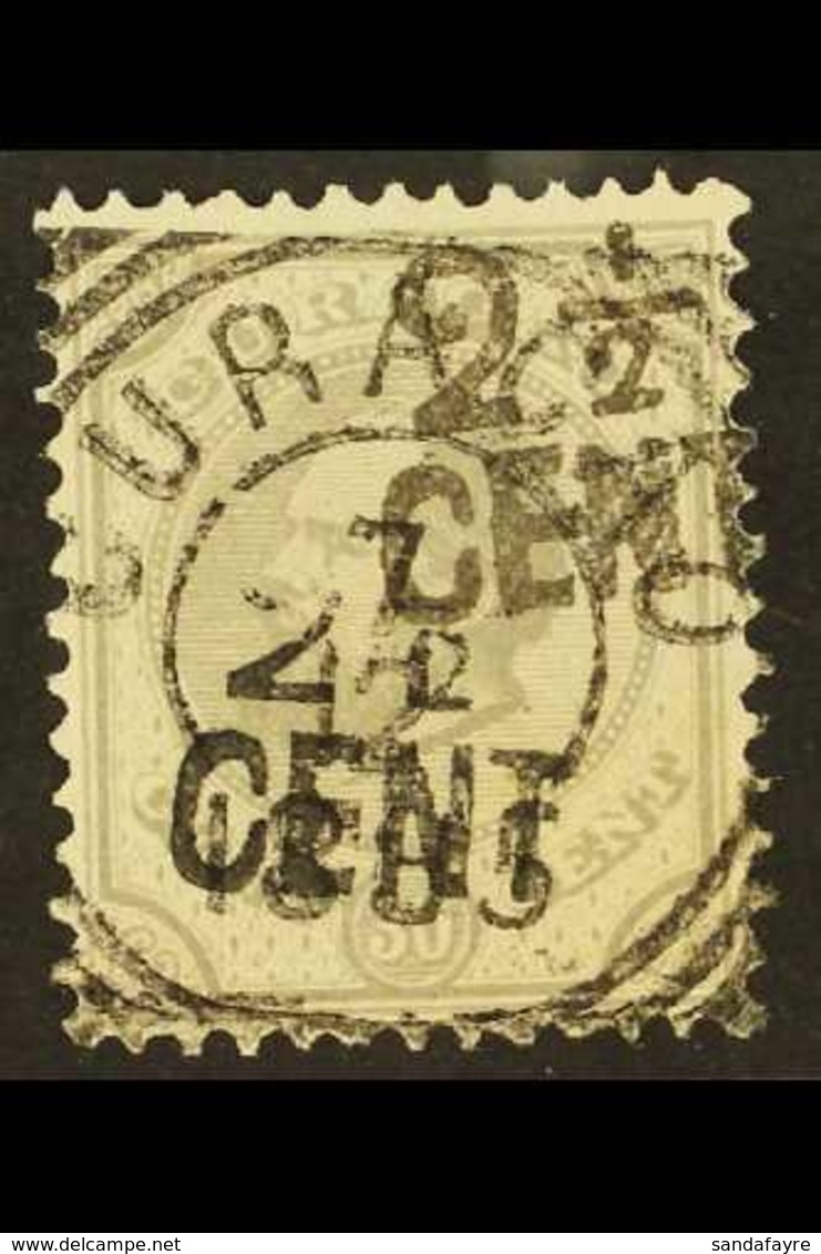 CURACAO 1895 2½c On 30c Pearl-grey DOUBLE SURCHARGE Variety, One With Missing "1" Of "½" (SG 50b, NVPH 25f), Fine Cds Us - Sonstige & Ohne Zuordnung