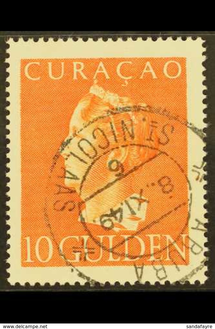CURACAO 1947 10g Red-orange Queen (SG 261, NVPH 181), Superb Cds Used, Very Fresh. For More Images, Please Visit Http:// - Sonstige & Ohne Zuordnung