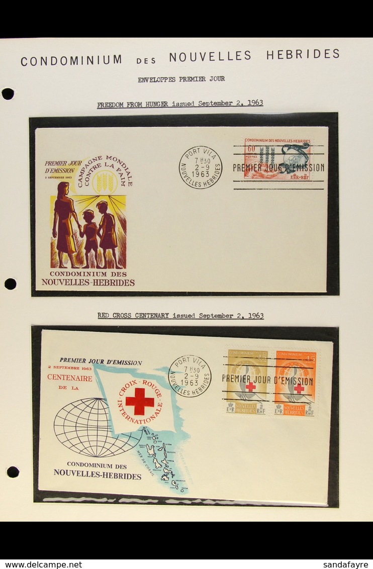 FRENCH 1963-1972 Collection Of All Different Illustrated Unaddressed FIRST DAY COVERS On Leaves, Inc 1963 FFH & Red Cros - Sonstige & Ohne Zuordnung
