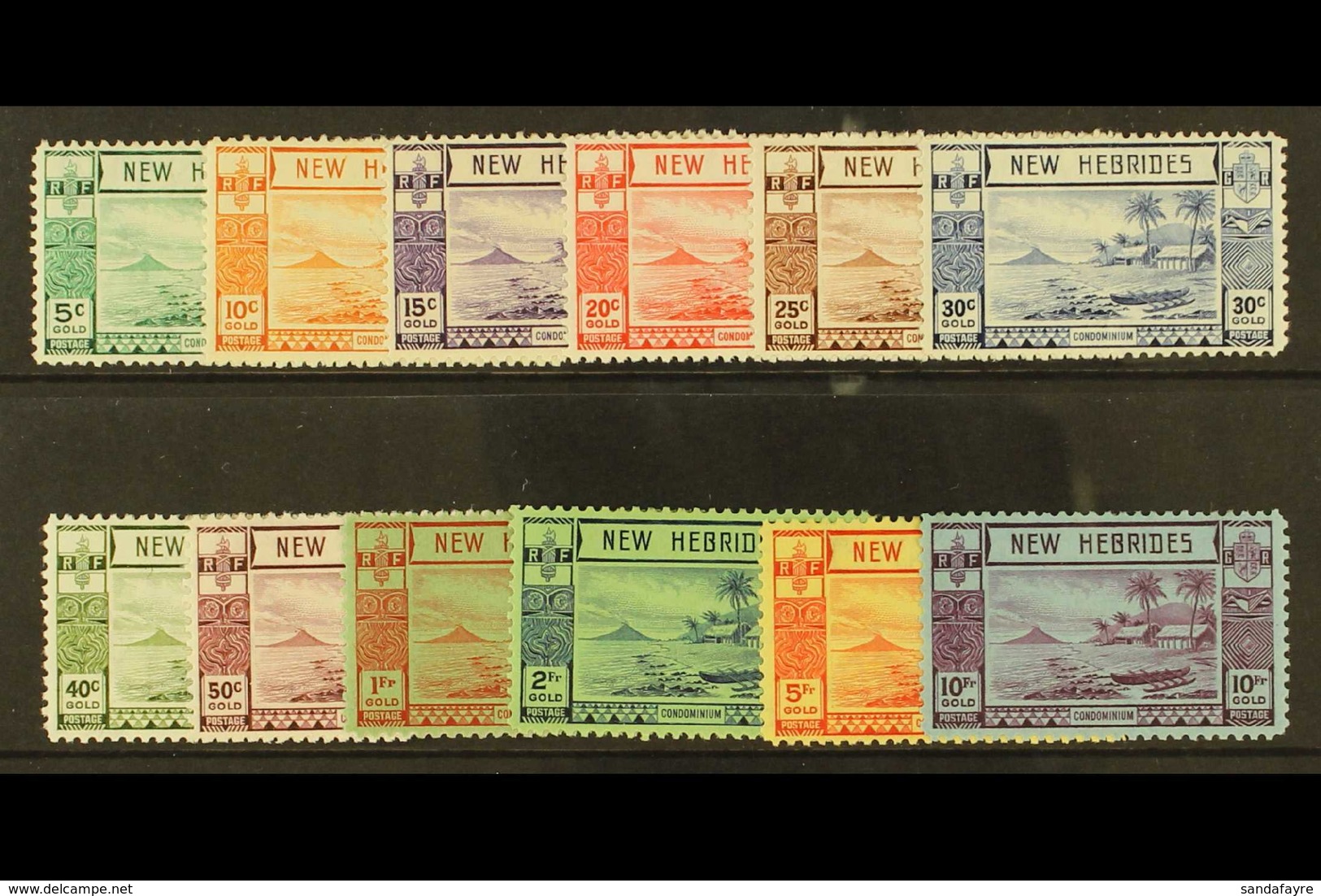 FRENCH INSCRIPTIONS 1938 Lopevi Island Set In Gold Currency, SG F53/64, Very Fine And Fresh Mint. (12 Stamps) For More I - Altri & Non Classificati