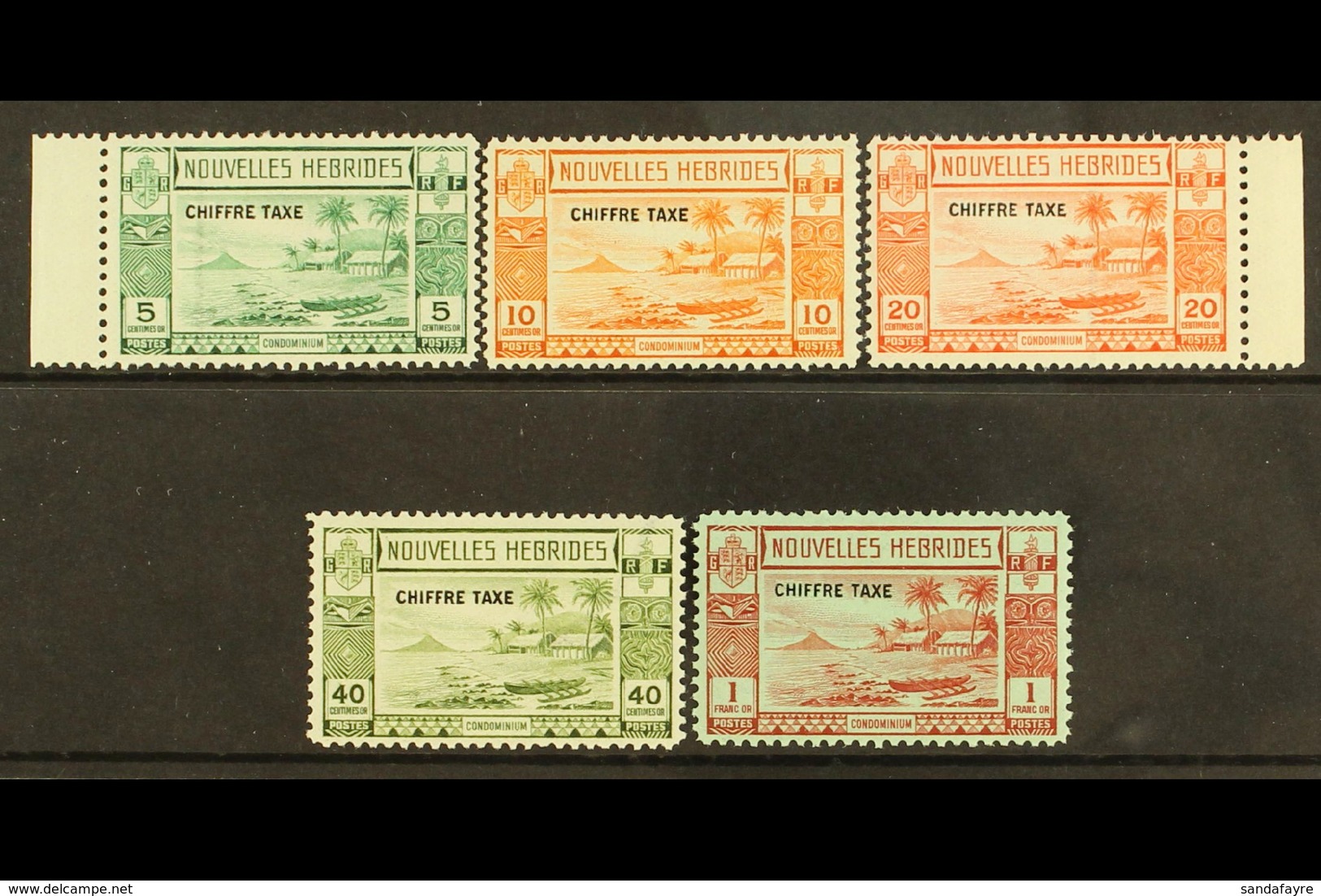 FRENCH POSTAGE DUES 1938 Overprints Complete Set, SG FD65/69, Very Fine Mint, Fresh. (5 Stamps) For More Images, Please  - Sonstige & Ohne Zuordnung