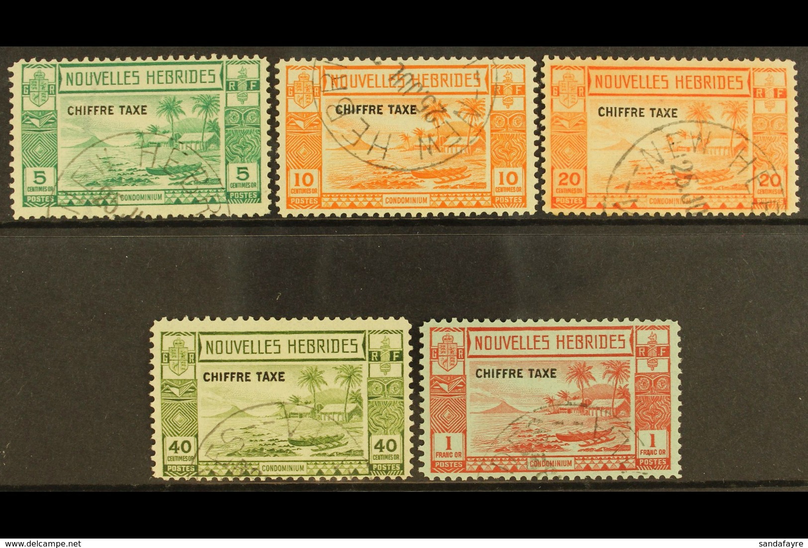 FRENCH: 1938 POSTAGE DUE Complete Set, SG FD 65-69, Fine Cds Used, Presumed Cto. (5) For More Images, Please Visit Http: - Sonstige & Ohne Zuordnung