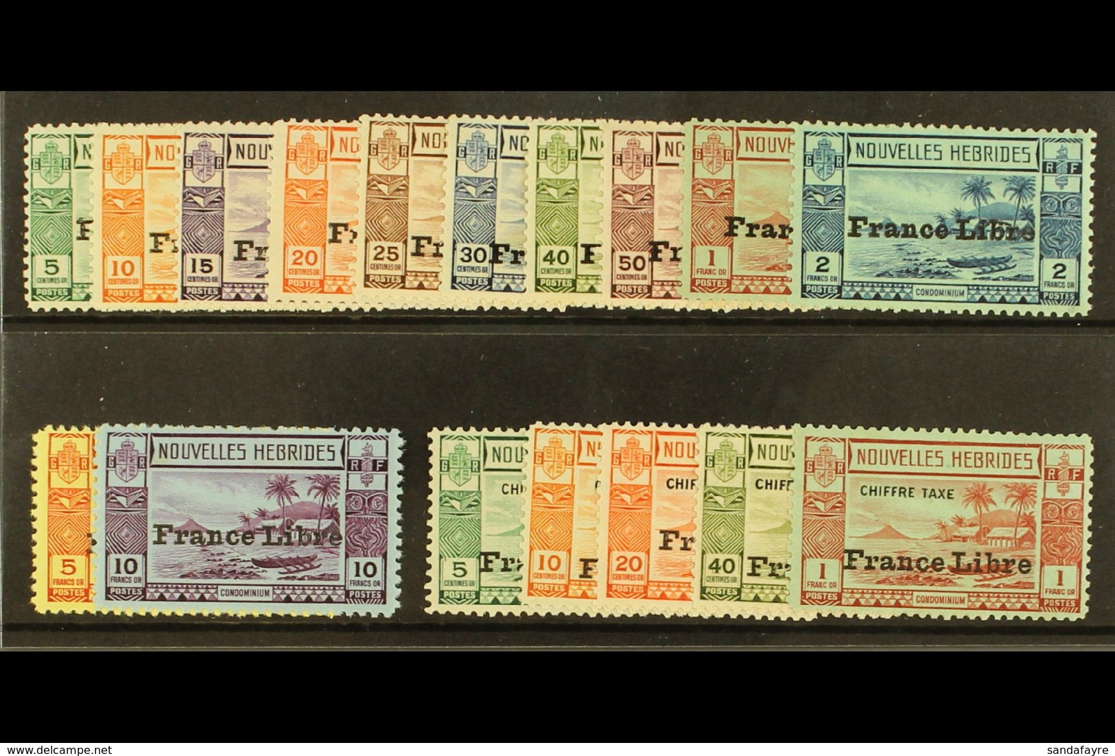 FRENCH: 1941 "FRANCE LIBRE" OVERPRINTS Complete Set And Postage Due Set, SG F65/76 And FD 77/81, Mint Some With Toning A - Sonstige & Ohne Zuordnung