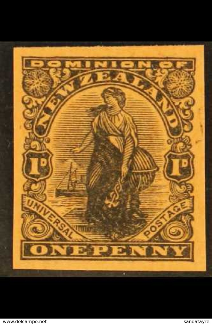 1909 1d Universal Postage (as SG 405 Etc.) - An IMPERF PROOF In Black On Rose Card, Very Fine. For More Images, Please V - Sonstige & Ohne Zuordnung