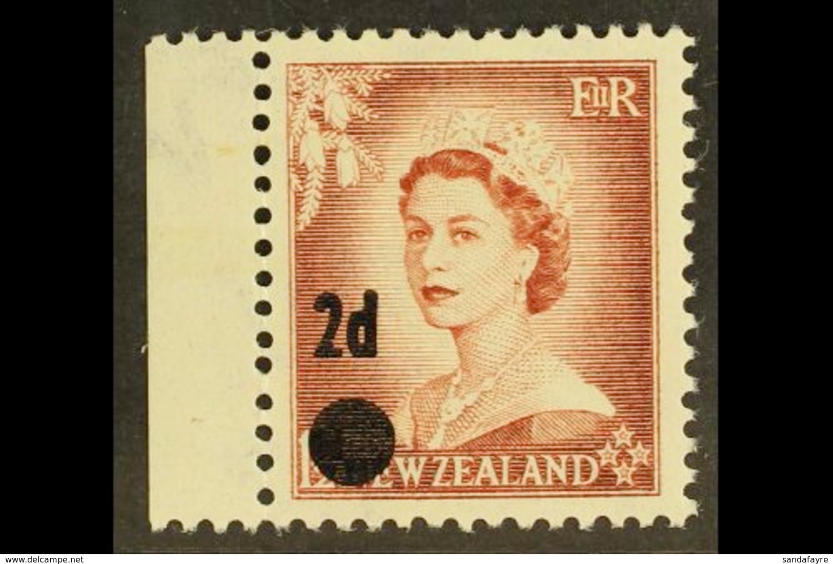 1958 2d On 1½d Brown-purple SURCHARGE ERROR, SG 763b, Very Fine Never Hinged Mint Marginal Example, Very Fresh. For More - Sonstige & Ohne Zuordnung