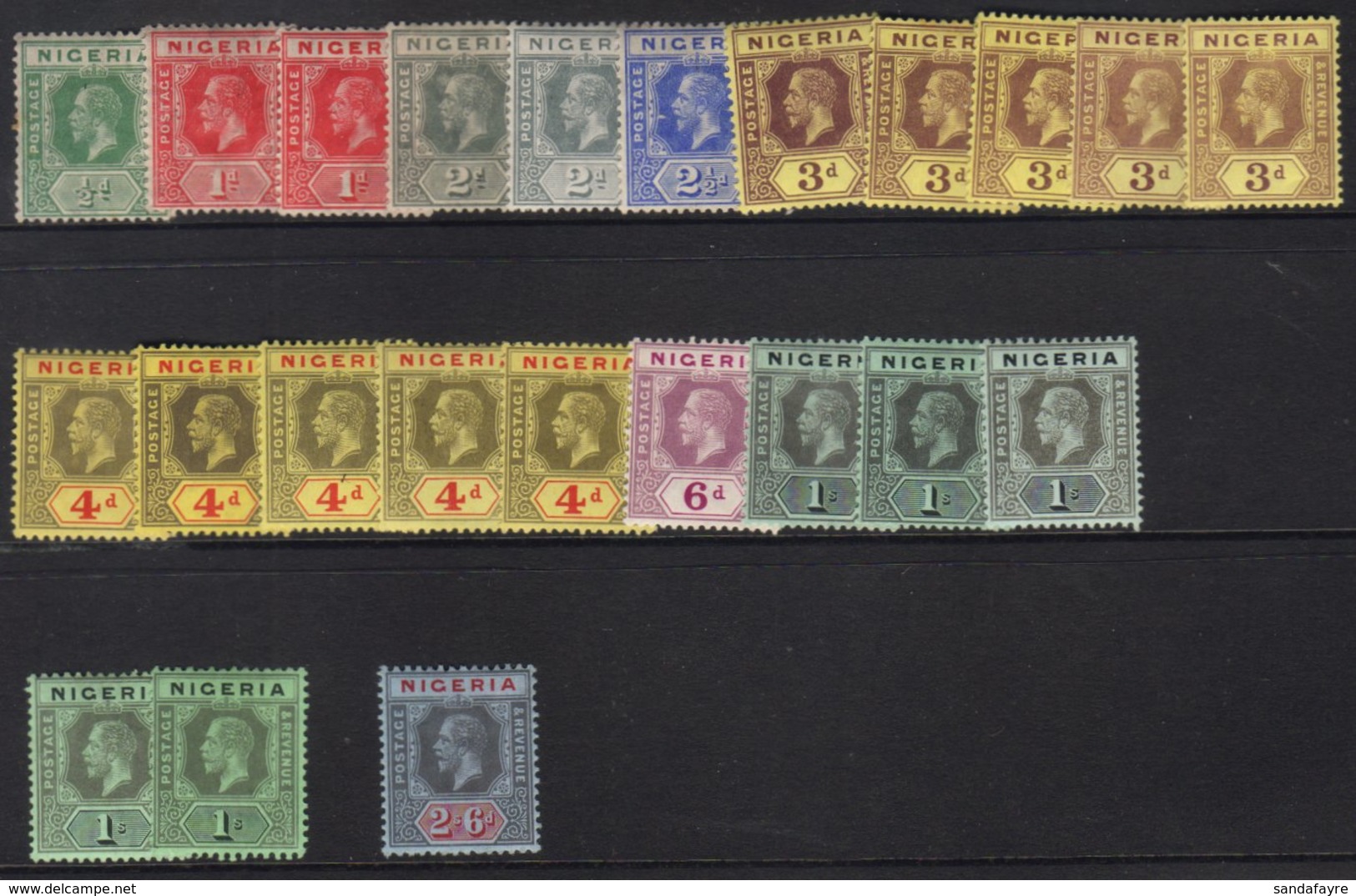 1914-29 KGV Definitives Set To 2s6d Plus Listed Shades Of 1d, 2d, 3d (x4 Incl. Thick Paper), 4d (x4), 1s (x4), SG 1/9 +  - Nigeria (...-1960)