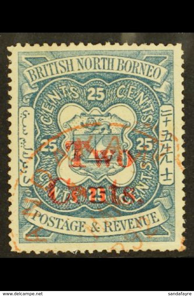 1890 2c On 25c Indigo, SG 51, Very Fine Used. For More Images, Please Visit Http://www.sandafayre.com/itemdetails.aspx?s - Nordborneo (...-1963)