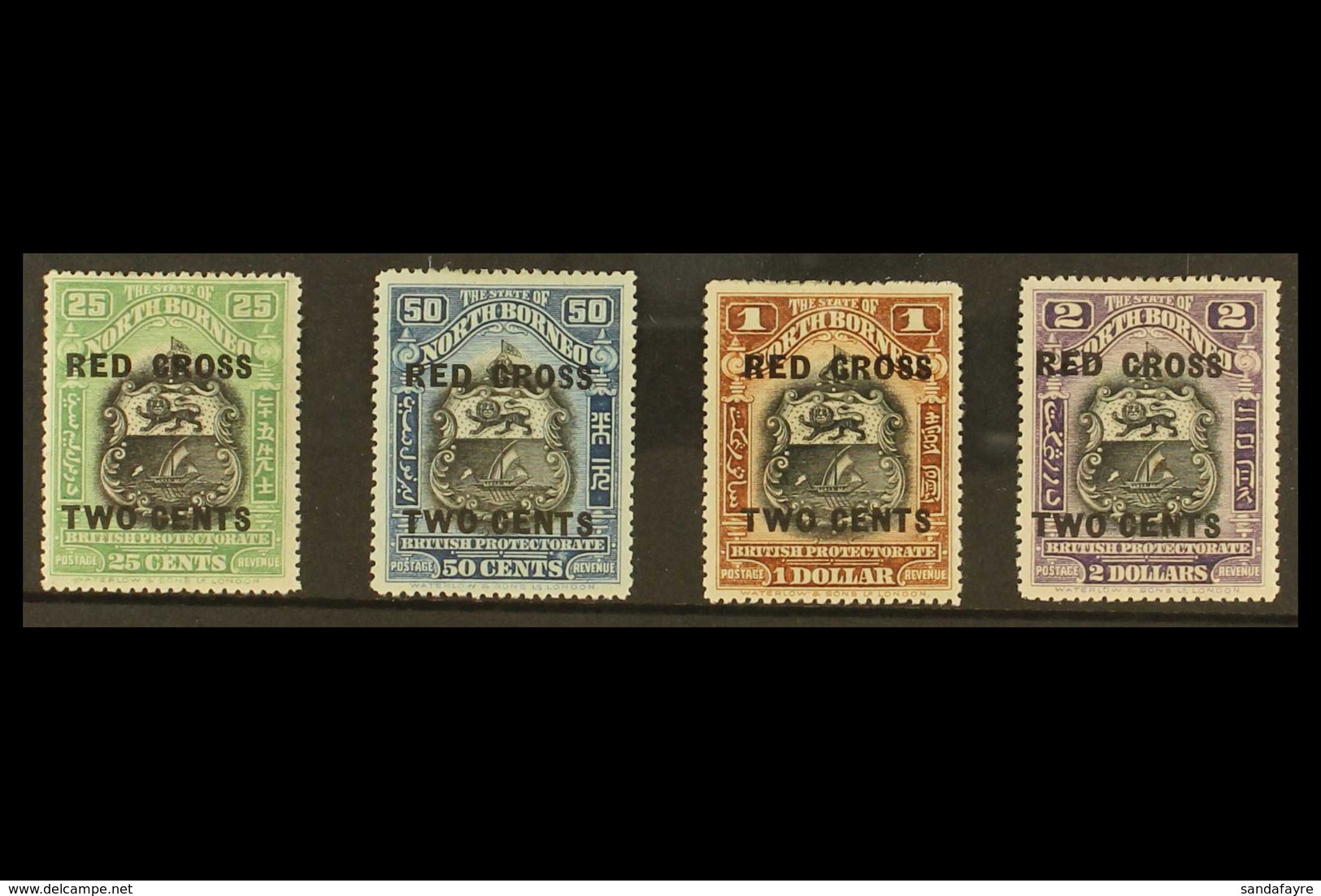 1918 Wide Spaced Surcharge Range Including "Two Cents" On 25c To "Two Cents" On $2, SG 229/232, Very Fine Mint (4 Stamps - Nordborneo (...-1963)