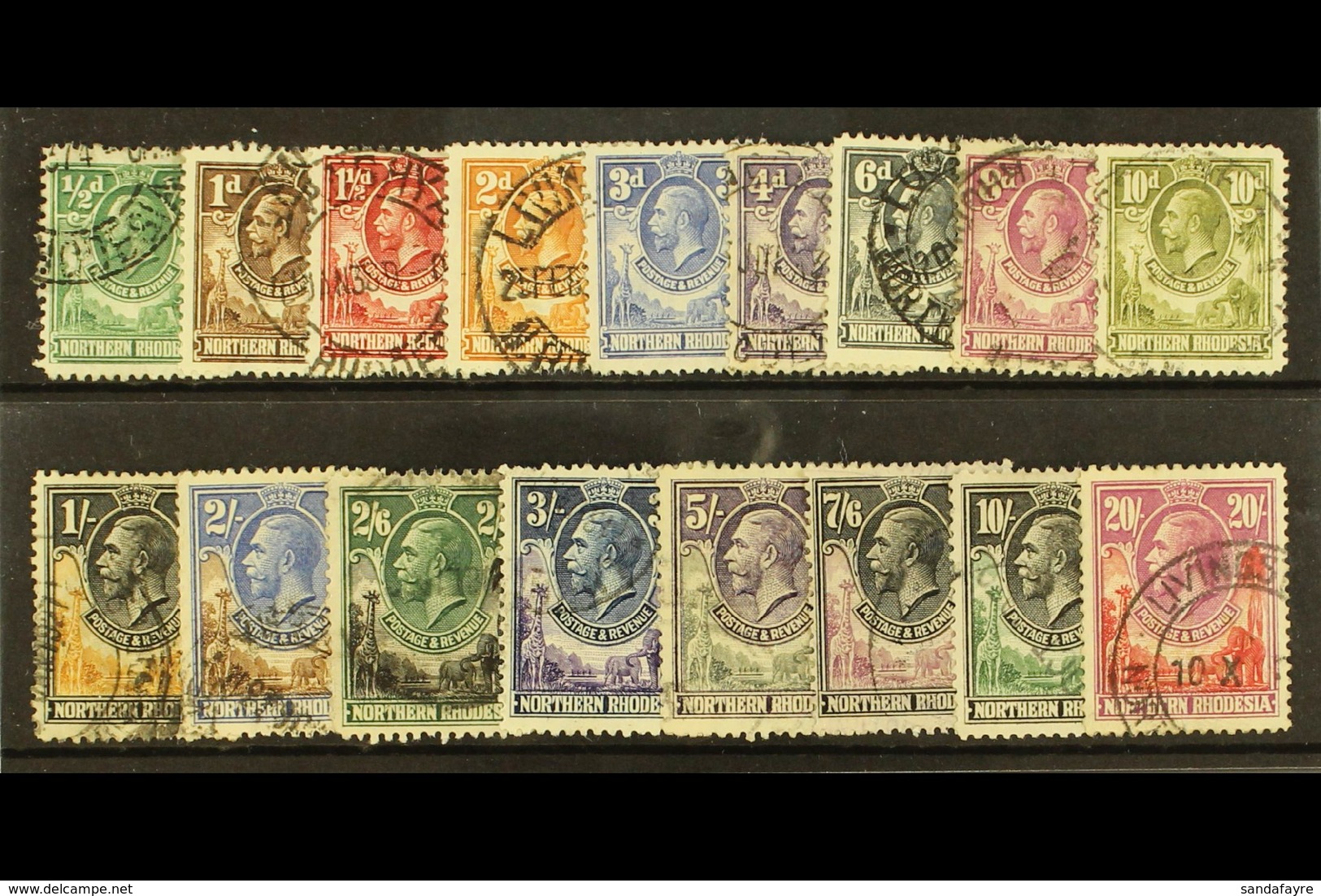 1925-29 Complete Set, SG 1/17, Cds Used, The 1s 6d With A Thin, 7s6d Cleaned Fiscal Cancel, 20s Light Crease. (17) For M - Rhodésie Du Nord (...-1963)