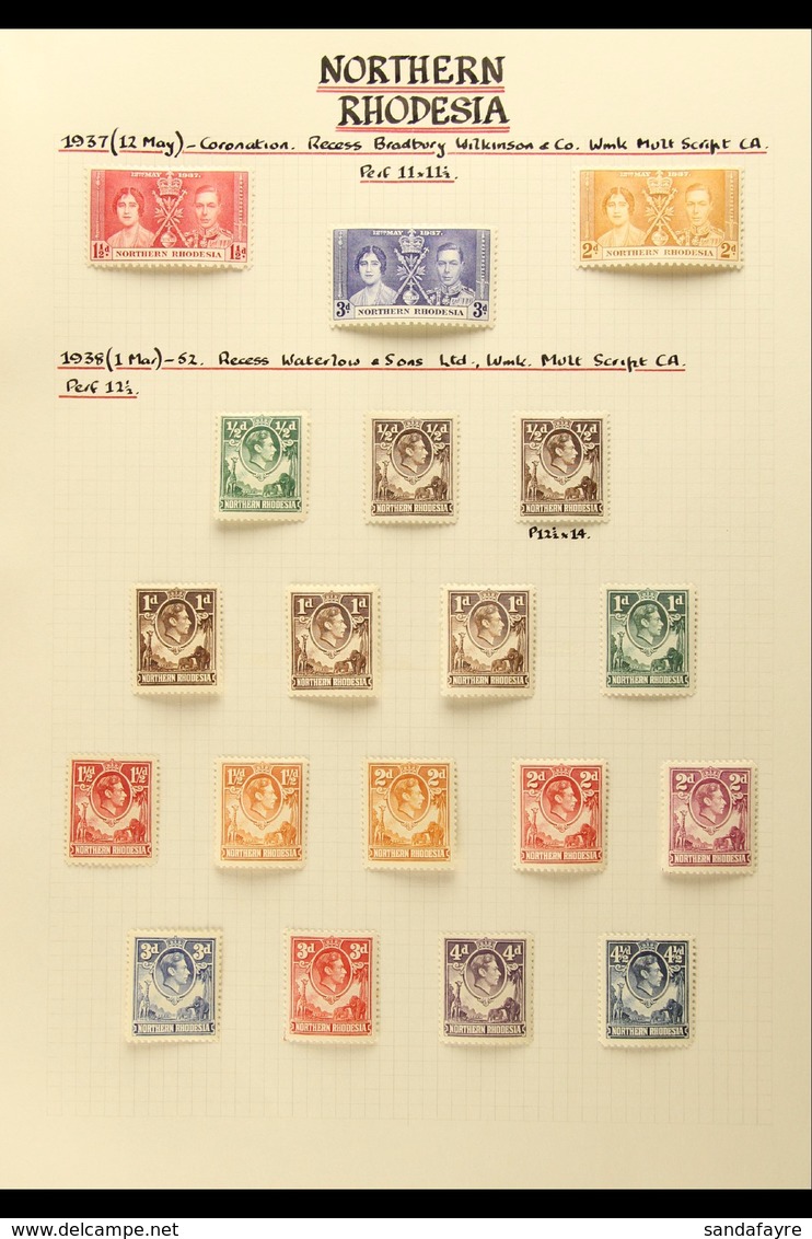 1937-63 SUPERB MINT COLLECTION Beautifully Written Up On Pages, Includes 1938-52 Defin Set With Additional Perfs And Sha - Nordrhodesien (...-1963)