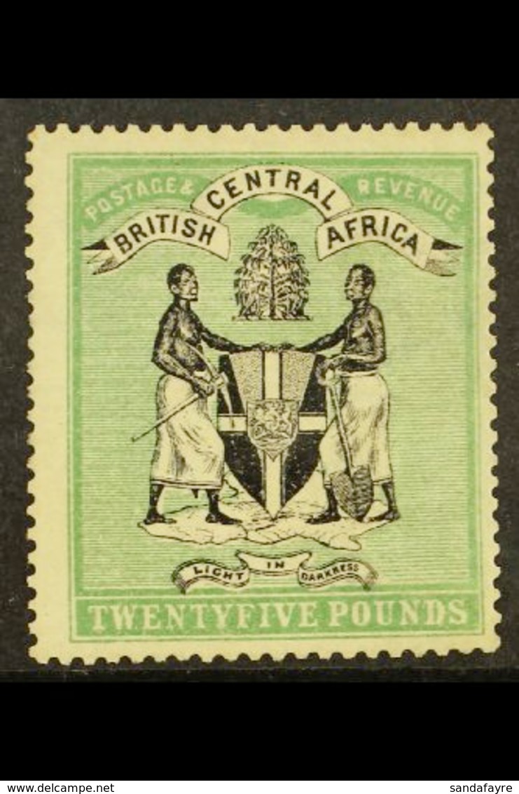1896 (watermark Crown CC Sideways) £25 Black And Green Overprinted "SPECIMEN" Mint (SG 42s, Cat £425) - A Genuine Stamp  - Nyassaland (1907-1953)