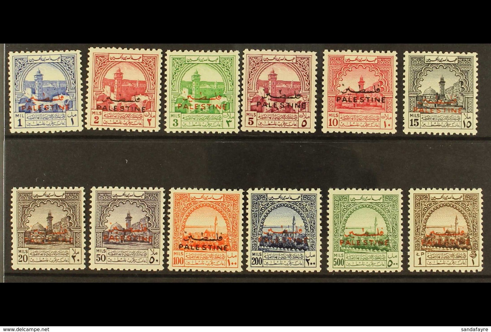 JORDANIAN OCCUPATION OBLIGATORY TAX 1949 Overprints Complete Set, SG PT35/46, Very Fine Mint, Very Fresh. (12 Stamps) Fo - Palästina