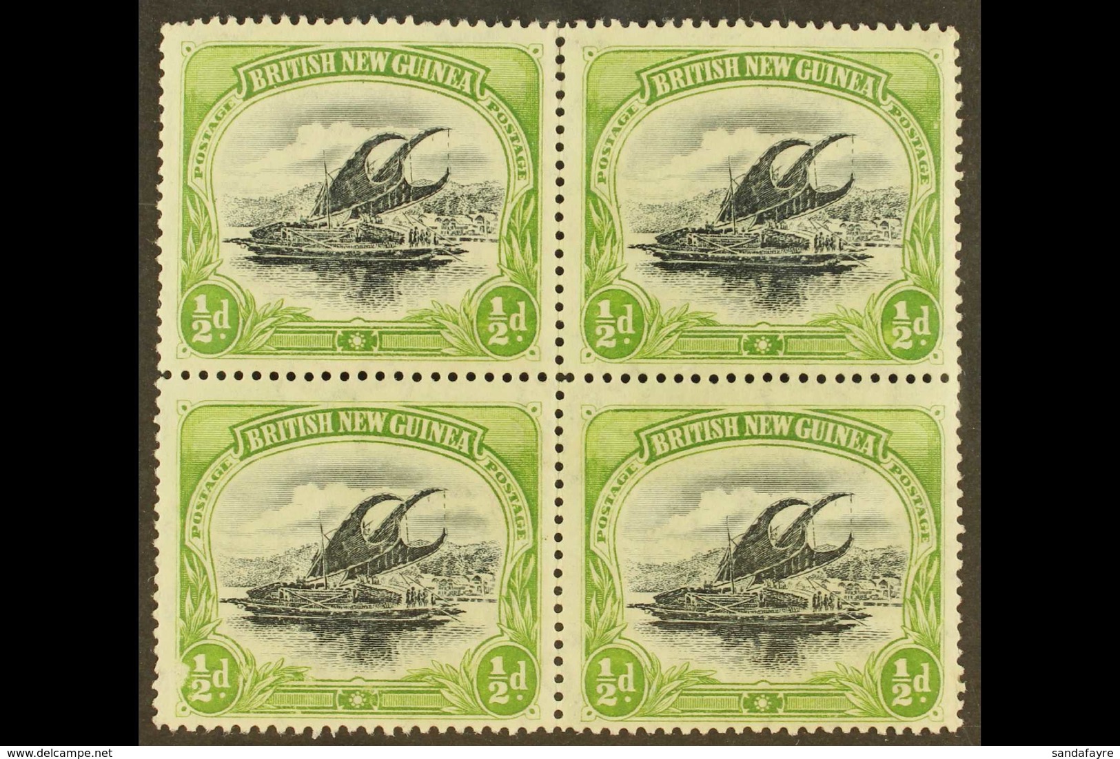 1901-05 (wmk Multiple Rosettes, Vertical) ½d Black And Yellow-green, SG 9, Fine Mint BLOCK OF FOUR. For More Images, Ple - Papua-Neuguinea