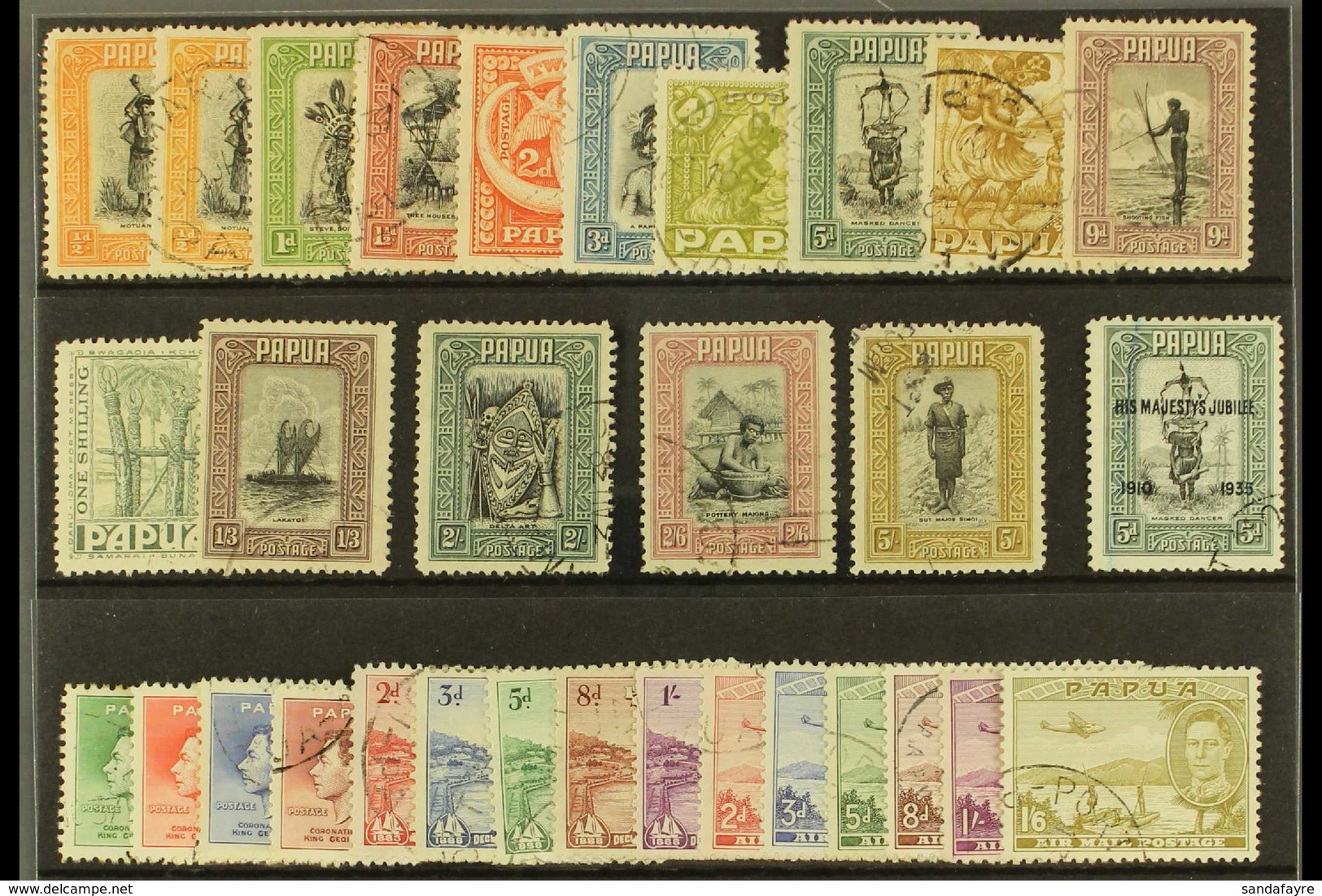 1932-39 VERY FINE USED SELECTION. A Most Useful Range Presented On A Stock Card. Includes 1932-40 Pictorial Set To 5s In - Papua-Neuguinea