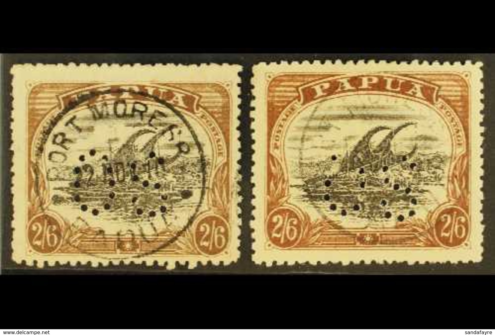 OFFICIAL 1910 2s 6d Black And Brown, Both Types B And C, SG O36/7, Very Fine Used. (2 Stamps) For More Images, Please Vi - Papua-Neuguinea