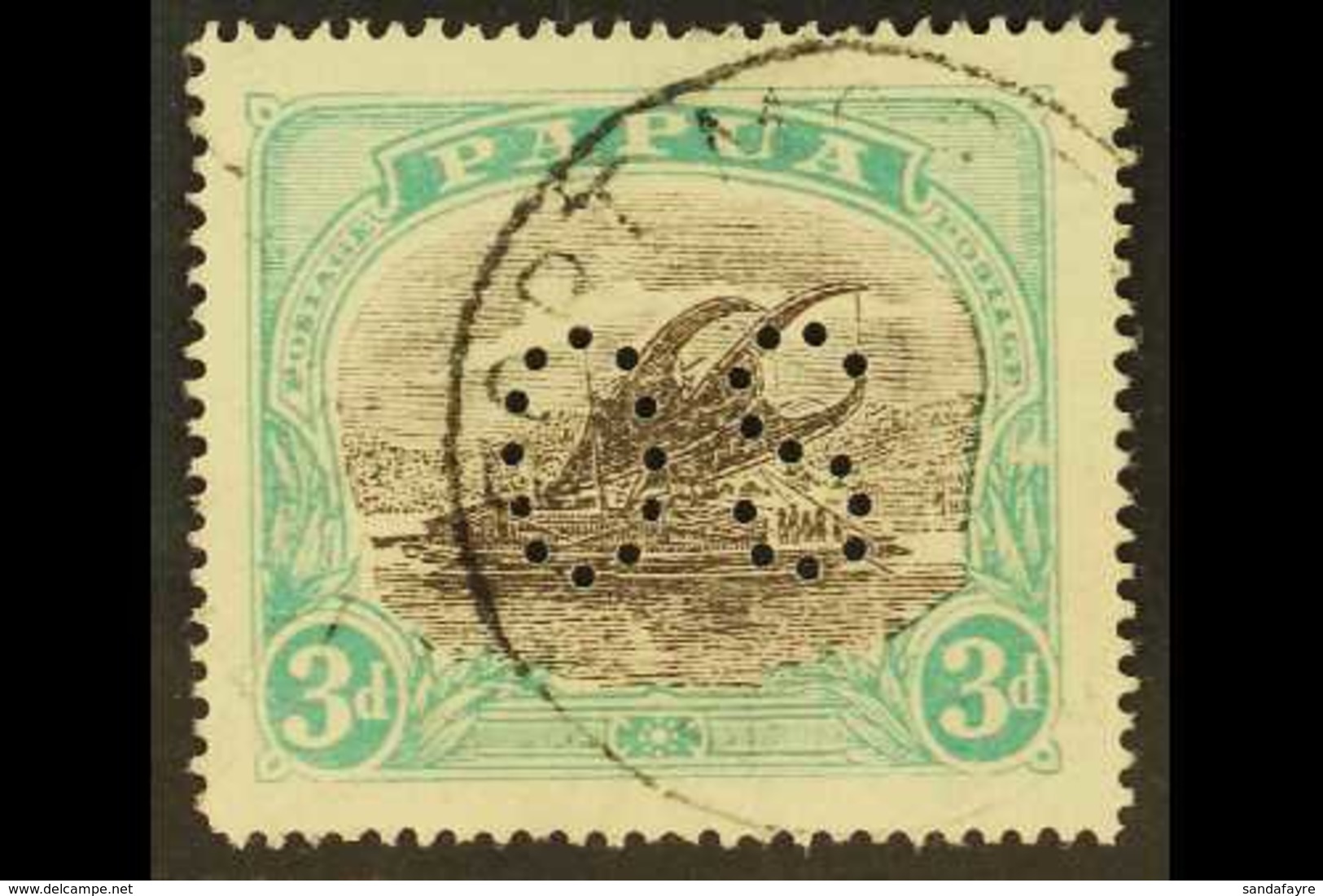 OFFICIAL 1930 3d Black And Blue Green, Punctured "OS", SG O50, Superb Used. For More Images, Please Visit Http://www.san - Papua-Neuguinea