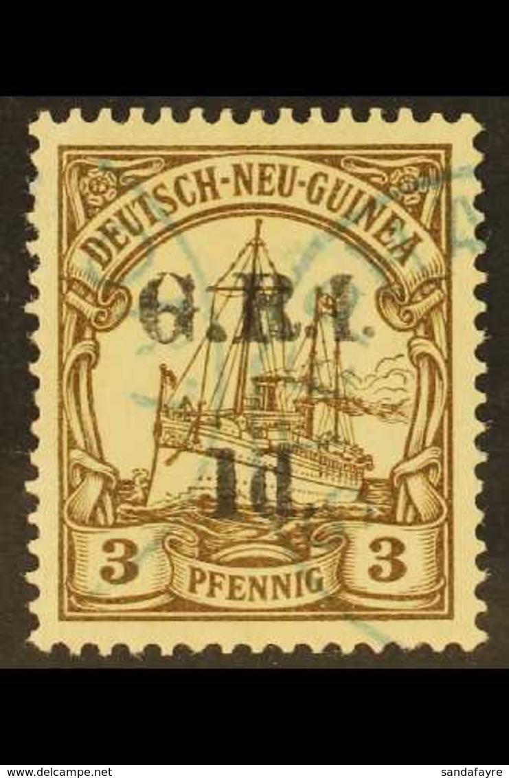 1914-15 1d On 3pf Brown Of German New Guinea With "G.R.I." Overprint, SG 16, Very Fine Used With Neat Blue Cds Cancels.  - Papua-Neuguinea